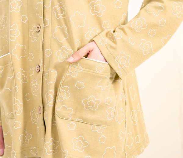 画像8: パジャマ レディース 春秋 肌にやさしく滑らかな肌触りの綿100％ニット地 前開き長袖シャツタイプ S/M/L/LL/3L 入院準備 ナイトウェア ルームウェア (8)