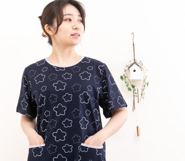 画像5: 肌に優しい綿100％　やや薄いニット素材のワンピース 半袖　かぶり 夏　M〜L L〜LL ルームウェア ネグリジェ パジャマ マタ二ティパジャマにも最適 出産入院準備 (5)