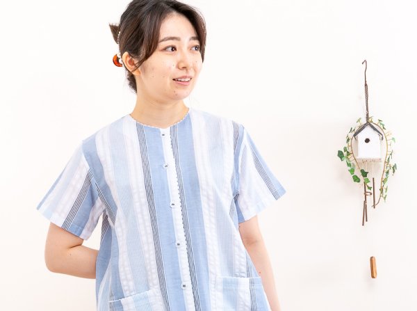 画像6: パジャマ レデイース 半袖 8分パンツ 夏 前開き 肌に優しい綿100% サラッとして涼しいサッカー素材 母の日 入院準備 ナイトウェア ルームウェア M/L/LL/3L (6)