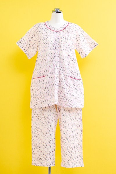 画像6: パジャマ レディース 半袖 夏 前開き 肌に優しい綿100％ サラッとして軽くて涼しい素材です 女性用 ナイトウェア ルームウェア 入院準備 S/M/L/LL/3L (6)