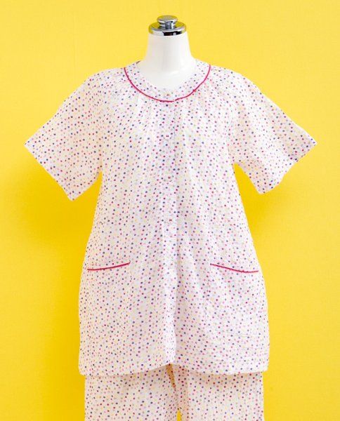 画像5: パジャマ レディース 半袖 夏 前開き 肌に優しい綿100％ サラッとして軽くて涼しい素材です 女性用 ナイトウェア ルームウェア 入院準備 S/M/L/LL/3L (5)