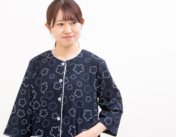 画像6: パジャマ レディース 夏 7分袖8分パンツ 前開き  綿100% サラサラして軽くて涼しいソフトコットン地幾何柄 S/M/L/LL/3L 母の日 敬老の日 入院準備 七分袖 (6)