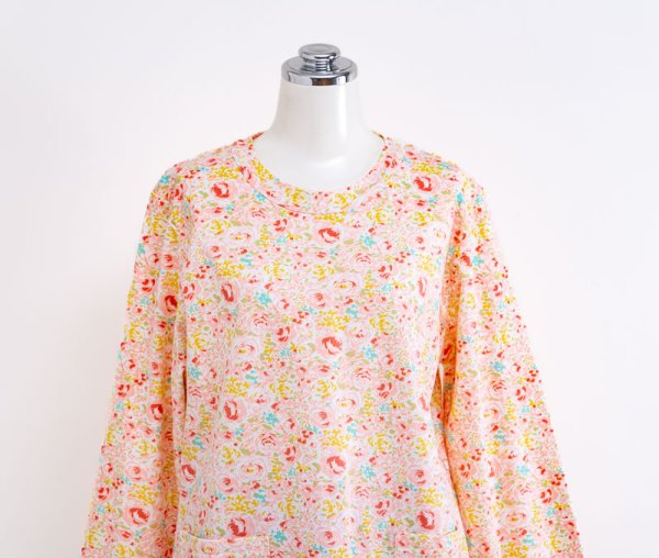 画像7: 肌にやさしい綿100％なめらかな肌触りのスムースニット地 ローズガーデン 　パジャマ レディース 長袖　かぶりタイプ　春秋向き　ナイトウェア　入院準備　S/M/L/LL/3L/4L (7)