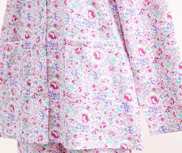 画像8: 肌にやさしい綿100％なめらかな肌触りのスムースニット地 ローズガーデン 　パジャマ レディース 長袖　前開き　春秋向き　ナイトウェア　入院準備　S/M/L/LL/3L/4L (8)