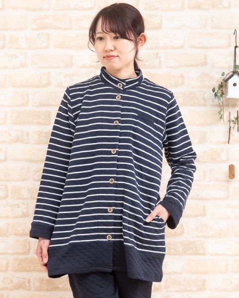 画像3: パジャマ レディース 冬　肌にやさしい綿100％中わたニットキルト　長袖 前開き　S/M/L/LL　部屋着　ルームウェア　ナイトウェア　ルームウェア (3)