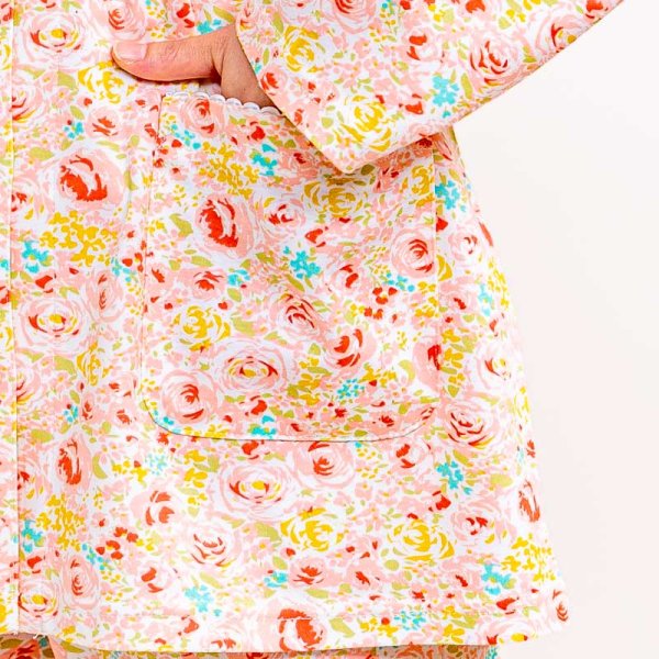 画像4: 肌にやさしい綿100％なめらかな肌触りのスムースニット地 ローズガーデン 　パジャマ レディース 長袖　前開き　春秋向き　ナイトウェア　入院準備　S/M/L/LL/3L/4L (4)