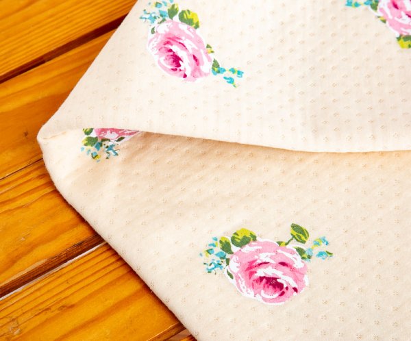 画像14: 綿100％肌にやさしく柔らかくて暖かい中わたニットキルト地バラ柄プリント パジャマ レディース 長袖 前開き 冬 S/M/L/LL/3L ナイトウェア ルームウェア 部屋着 入院準備 (14)