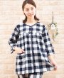 画像2: パジャマ レディース 綿100％肌に優しく軽くて涼しいソフトコットンチェック  夏 7分袖9分パンツ  前開き 夏 ナイトウェア ルームウェア 入院準備 S/M/L/LL/3L/4L (2)