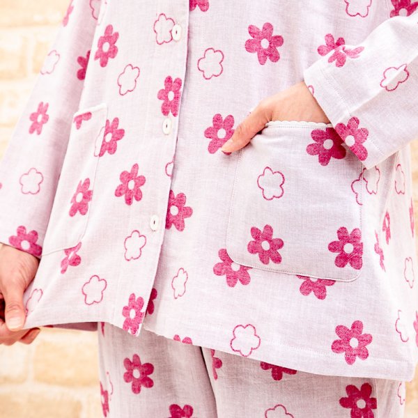画像10: パジャマ レディース 綿100％肌にやさしいダブルガーゼ  前開き 長袖  ナイトウェア ルームウェア 入院準備 母の日 敬老の日 S/M/L/LL/3L (10)