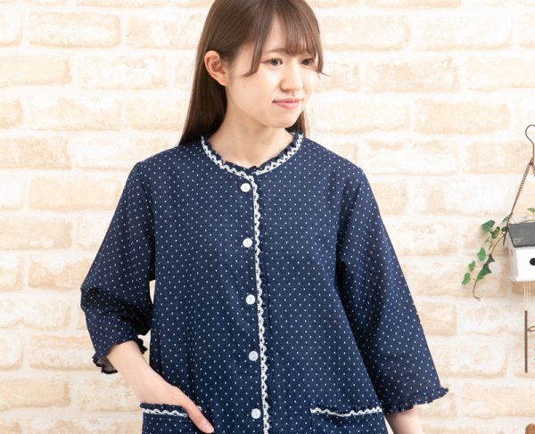 画像3: パジャマ レディース 肌にやさし綿100％ ダブルガーゼ 春夏 前開き 七分袖 長パンツ ルームウェア ナイトウェア 部屋着 S/M/L/LL/3L 入院準備 母の日 (3)