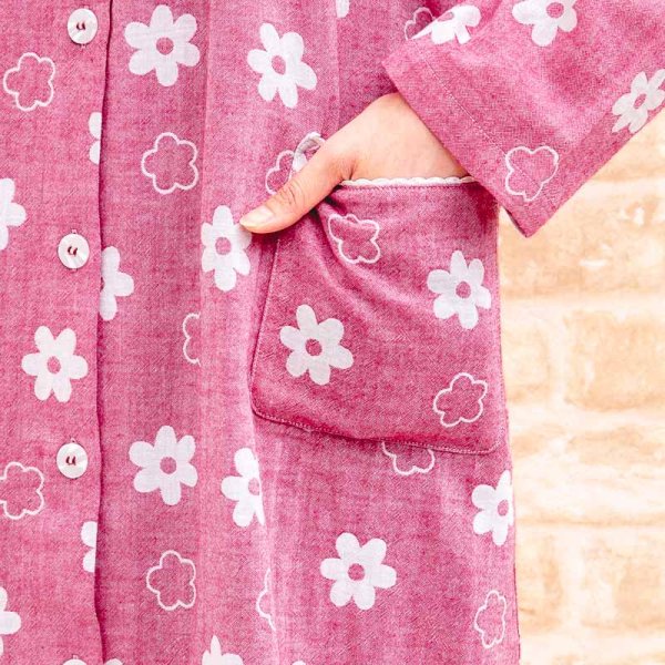 画像8: ワンピース ダブルガーゼ  肌にやさしい綿100％ 長袖 前開き パジャマ レディース ナイトウェア ルームウェア ネグリジェ マタ二テ 出産入院準備 M-L/L-LL/3L/4L (8)