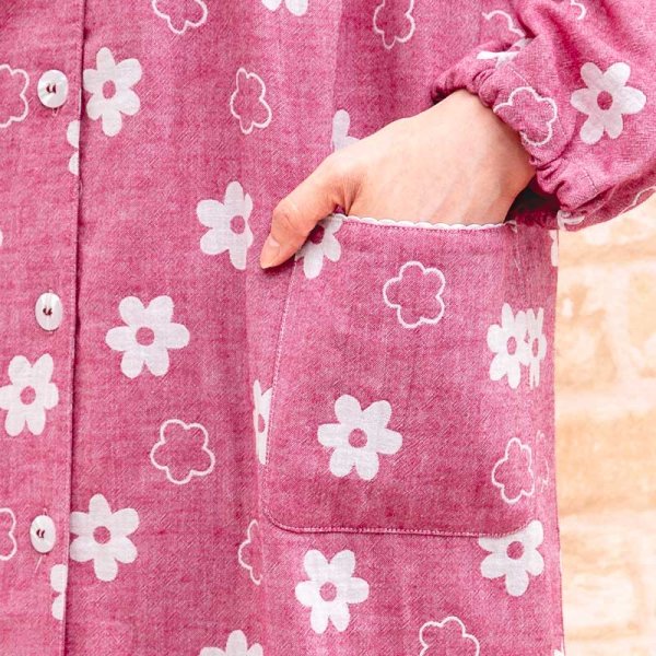 画像7: ワンピース ダブルガーゼ  肌にやさしい綿100％ 長袖 前開き パジャマ レディース ナイトウェア ルームウェア ネグリジェ マタ二テ 出産入院準備 M-L/L-LL/3L/4L (7)