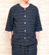 画像1: パジャマ メンズ 夏 前開き七分袖 八分パンツ 肌にやさしい綿100%サラッとして涼しい先染め楊柳生地カラーペンシルボーダーパンツは前開き M/L/LL/3Lサイズ展開 (1)