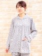 画像1: 肌にやさしい綿100％ パジャマ レディース やや薄い天竺ニット地小花柄 長袖 前開き 春 初秋向き S/M/L/LL/3L ナイトウェア ルームウェア 部屋着 入院準備 (1)