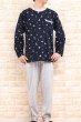画像3: パジャマ メンズ 春　肌にやさしい綿100％やや薄めのニット地ヨット＆ダルメシアン 長袖 かぶり ナイトウェア ルームウェア M/L/LL/3L 父の日 敬老の日 ギフト (3)