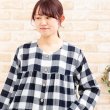 画像5: ふわっとしたガーゼ楊柳チェック 前開き長袖ワンピース　春・初夏向き ネグリジェ ナイトウェア ルームウェア パジャマ M-L/L-LL/3Lサイズ展開 (5)