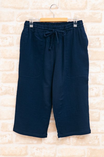 画像1: 綿100％　ルームパンツ レディース　7分丈　柔らかいダブルガーゼ素材です。ウエストゴム仕様 M/L/LL/3L (1)