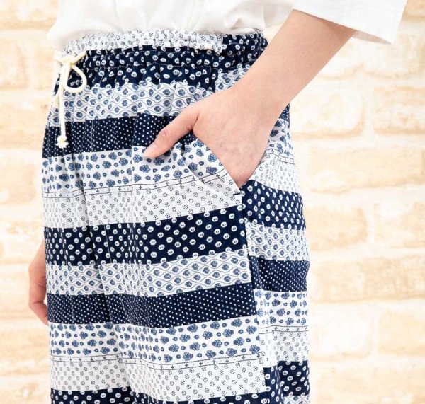 画像5: 綿100％　ルームパンツ レディース　8分丈　サラッとして軽くて涼しい素材です。ウエストゴム仕様 M/L/LL/3L (5)