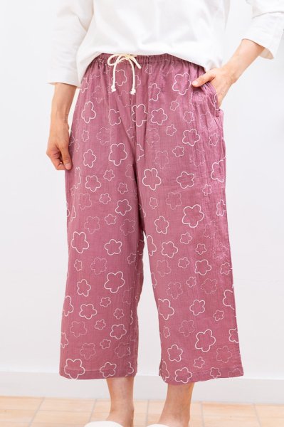 画像2: ルームパンツ 8分丈 レディース　肌にやさしい綿100％　サラッとして軽くて涼しい　M/L/LL/3L (2)