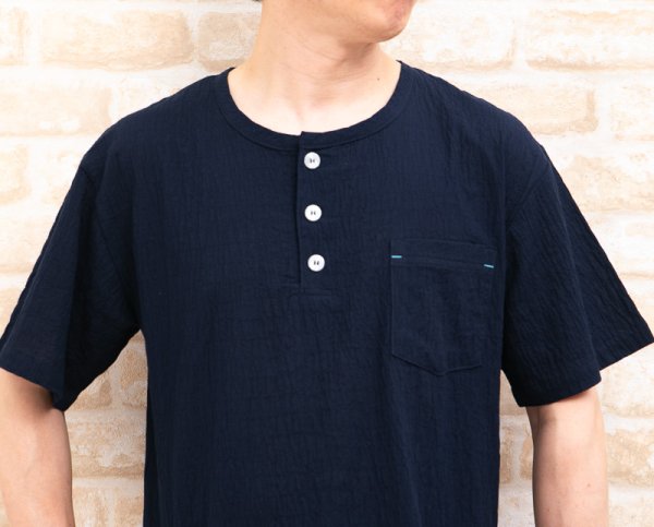 画像3: パジャマ メンズ 夏 綿100％軽くて涼しい先染めソフトコットン地 半開 半袖 七分パンツ(パンツ前開き）父の日 ナイトウェア ルームウェア 部屋着 M/L/LL/3L (3)