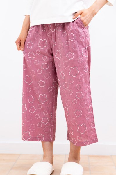 画像4: ルームパンツ 8分丈 レディース　肌にやさしい綿100％　サラッとして軽くて涼しい　M/L/LL/3L (4)