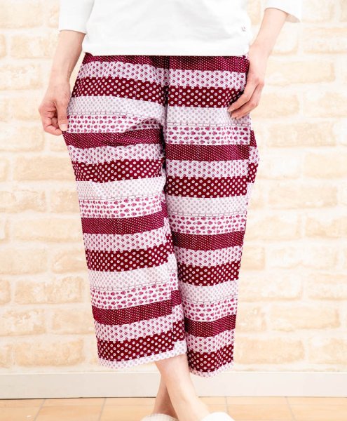 画像2: 綿100％　ルームパンツ レディース　8分丈　サラッとして軽くて涼しい素材です。ウエストゴム仕様 M/L/LL/3L (2)