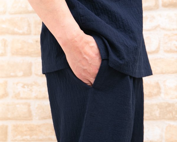 画像4: パジャマ メンズ 夏 綿100％軽くて涼しい先染めソフトコットン地 半開 半袖 七分パンツ(パンツ前開き）父の日 ナイトウェア ルームウェア 部屋着 M/L/LL/3L (4)