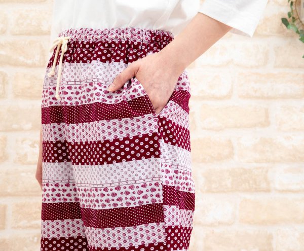 画像6: 綿100％　ルームパンツ レディース　8分丈　サラッとして軽くて涼しい素材です。ウエストゴム仕様 M/L/LL/3L (6)