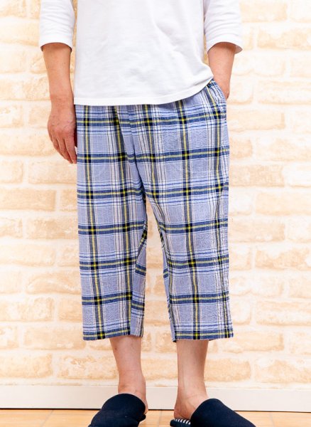 画像2: メンズ ルームパンツ 七分丈 夏 綿100％サラサラして軽くて涼しいソフトコットン素材です。部屋着 ナイトウェア ルームウェア M/L/LL/3L/4L (2)