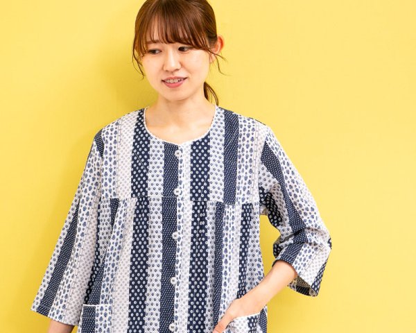 画像5: パジャマ レディース 夏 前開き 七分袖 八分パンツ 肌に優しい綿100% 軽くて柔らかく涼しいソフトコットン地 ナイトウェア ルームウェア 部屋着 S/M/L/LL/3L/4L (5)