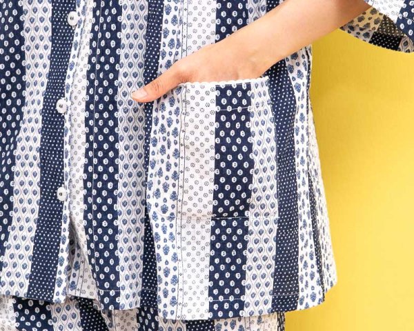 画像7: パジャマ レディース 夏 前開き 七分袖 八分パンツ 肌に優しい綿100% 軽くて柔らかく涼しいソフトコットン地 ナイトウェア ルームウェア 部屋着 S/M/L/LL/3L/4L (7)