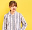 画像6: 肌にやさしい綿100%やや薄い天竺ニット地ストライプフラワー前開きパジャマ レディース 長袖 春・初秋向き 入院準備  ナイトウェア ルームウェア S/M/L/LL/3L (6)