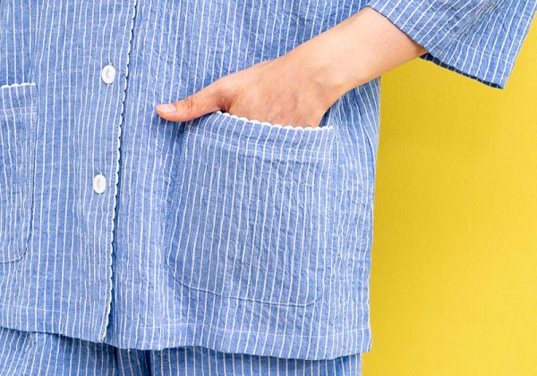 画像8: パジャマ レディース 夏 綿100% 軽くて涼しいソフトコットン地ストライプ 7分袖9分丈パンツ前開き ナイトウェア ルームウェア 入院準備 母の日 S/M/L/LL/3L/4L (8)