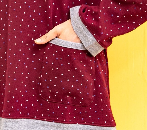 画像7: パジャマ レディース 肌にやさしい綿100％ 滑らかな肌触りのスムースニットカラードット柄  かぶり 長袖 ナイトウェア ルームウェア 秋・早春向き S/M/L/LL/3L (7)