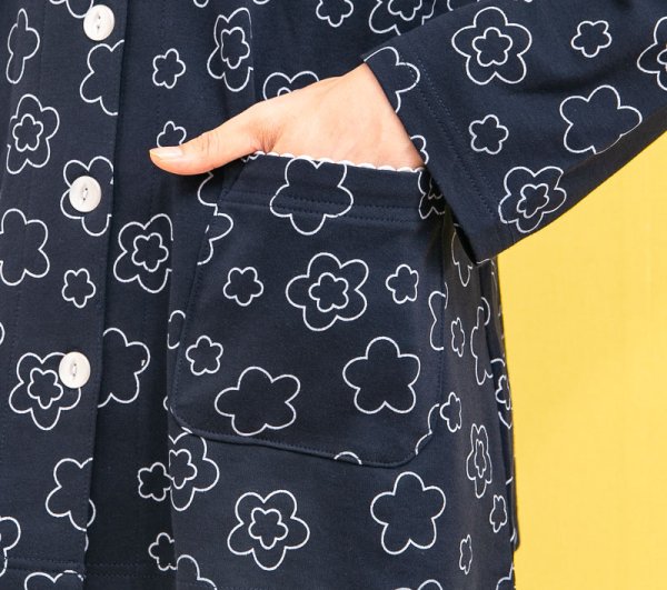 画像8: パジャマ レディース 春秋 肌にやさしく滑らかな肌触りの綿100％ニット地 前開き長袖シャツタイプ S/M/L/LL/3L 入院準備 ナイトウェア ルームウェア (8)