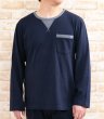 画像2: パジャマ メンズ 長袖 春秋 肌に優しい綿100% 滑らかな肌触りのニット地かぶりタイプ 紳士ナイトウェア ルームウェア 部屋着 S/M/L/LL/3L (2)