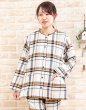 画像1: パジ ャマ レデイース 秋冬 肌にやさしい綿100％やや厚い薄起毛チェック 前開き S/M/L/LL/3L　入院準備　ナイトウェア　ルームウェア (1)