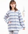 画像1: パジャマ レディース 肌にやさしい綿100％ ダブルガーゼボーダー 前開き長袖 春秋 ナイトウェア ルームウェア 部屋着 入院準備 母の日 (1)