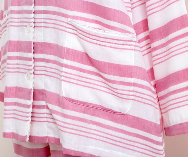 画像8: パジャマ レディース 肌にやさしい綿100％ ダブルガーゼボーダー 前開き長袖 春秋 ナイトウェア ルームウェア 部屋着 入院準備 母の日 (8)