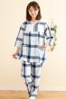 画像2: パジャマ レディース 半袖 8分パンツ 夏 サラサラして涼しく肌にやさしい綿100％　チェック柄 M/L/LL ルームウェア ナイトウェア (2)