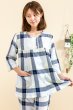 画像1: パジャマ レディース 半袖 8分パンツ 夏 サラサラして涼しく肌にやさしい綿100％　チェック柄 M/L/LL ルームウェア ナイトウェア (1)