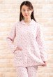 画像1: あたたかく肌にやさしい綿100％中わたニットキルト地 前開きパジャマ レディース 冬長袖  小花 冬向き商品 入院準備 ナイトウェア 敬老の日 S/M/L/LL/3L/4L (1)