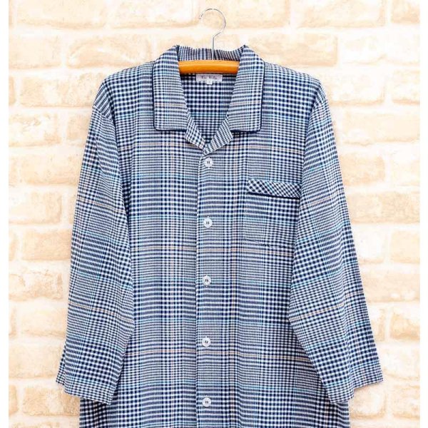 画像2: スリーパー パジャマ 肌にやさしいネル地チェック地 長袖 前開き ナイトウェア ルームウェア ワンピース ネグリジェ 紳士 メンズ M/L/LL/3L/4L (2)