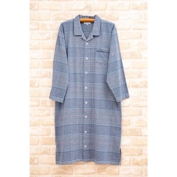 画像1: スリーパー パジャマ 肌にやさしいネル地チェック地 長袖 前開き ナイトウェア ルームウェア ワンピース ネグリジェ 紳士 メンズ M/L/LL/3L/4L (1)