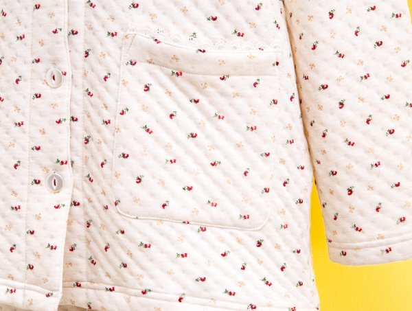 画像16: あたたかく肌にやさしい綿100％中わたニットキルト地 前開きパジャマ レディース 冬長袖  小花 冬向き商品 入院準備 ナイトウェア 敬老の日 S/M/L/LL/3L/4L (16)